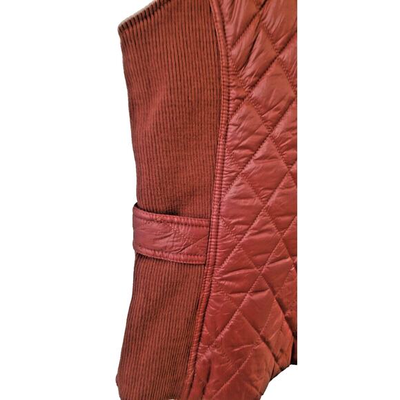 Marc New York Women's Drk Red Quilted Vest Zip Up Pockets Ribbed Inserts Size XS - Picture 6 of 8